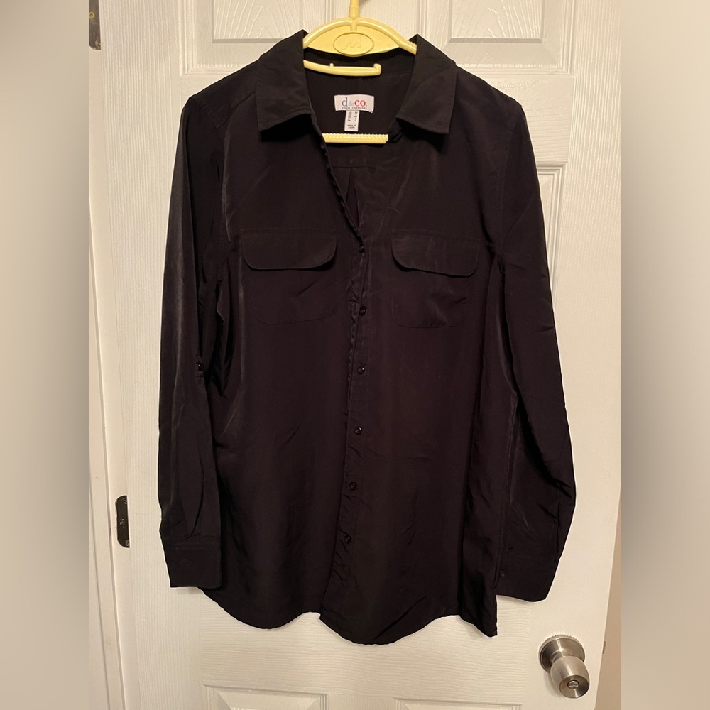 Women’s black long sleeve blouse denim and co size L